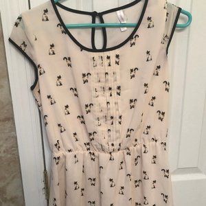 Xhilaration Peachy Cream Color Cat Print Dress